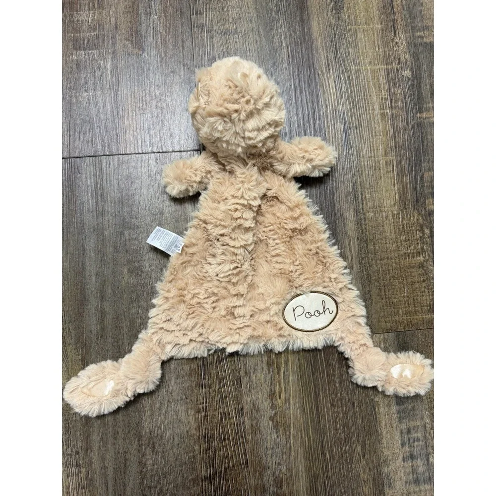 Disney Winnie the Pooh Baby Security Blanket Lovey Tan Script Quotes Plush Bear‎